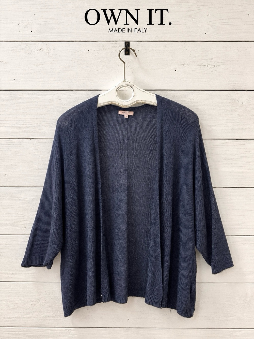 OWN IT. Made in Italy Navy Lightweight Knit Cardigan Size M